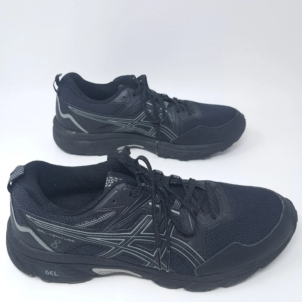 ASICS GEL-Venture 8 Men's Size 8 Trail Running Shoes Triple Black 1011B396